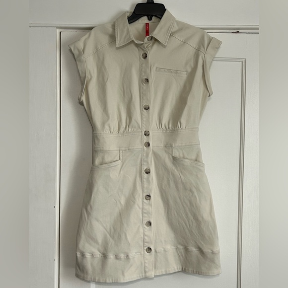 SPANX Dresses & Skirts - SPANX Cream Button-Front Mini Shirt Dress